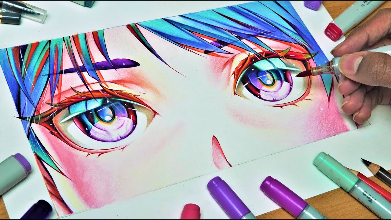 HOW TO COLOR ANIME EYES  (COPIC & PENCILS) 