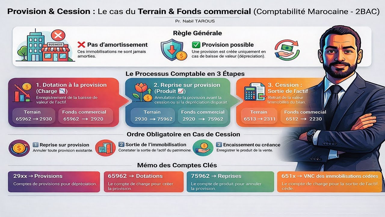 ✅ Provision sur Terrains & Fonds Commercial – Résumé + Exercices Corrigés 🧮