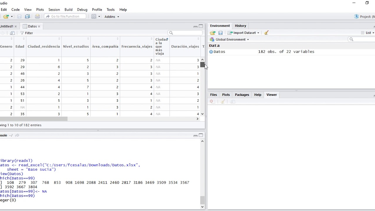 UIFCE: Importar base de datos en Excel a Rstudio y limpiar NA