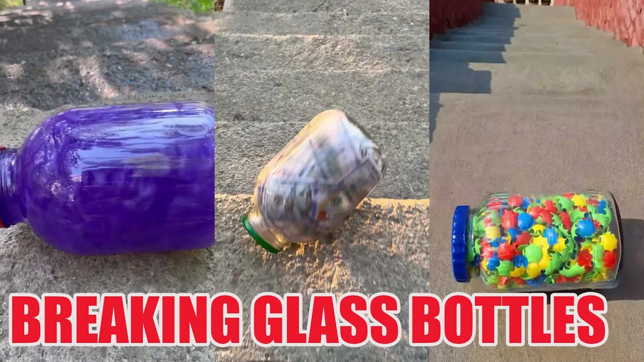 Breaking Glass Bottles & Balloon Drops 😱🔥 Crushing Crunchy & Soft Things! 