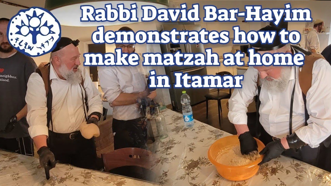 Rabbi David Bar-Hayim demonstrates how to make matzah at home in Itamar