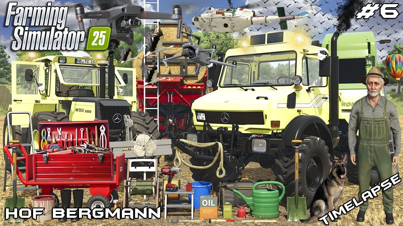 С ПОЛЯ НА ФЕРМУ: ПРЕССОВКА 100 ТЮКОВ СОЛОМЫ С ПОМОЩЬЮ UNIMOG🚛 | Hof Bergmann | Farming Simulator ...