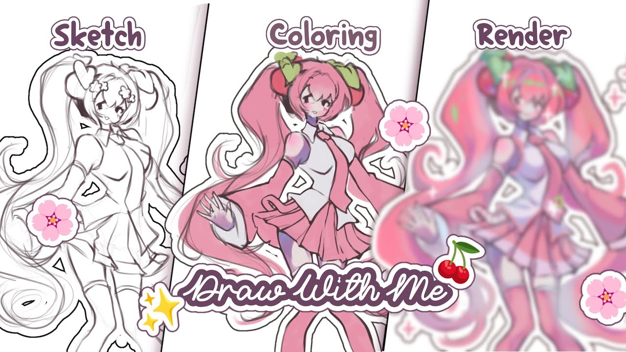 Draw With Me 🌸 SAKURA Miku, full process + | Drawing ONLY on Phone