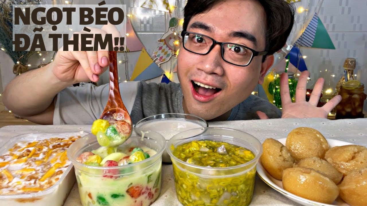 Ăn Vặt Cốt Dừa Với Kem Chuối Mít + Chè Bắp Khoai Dẻo + Chè Củ Năng Hạt Đác + Bánh Bò Đường Thốt Nốt