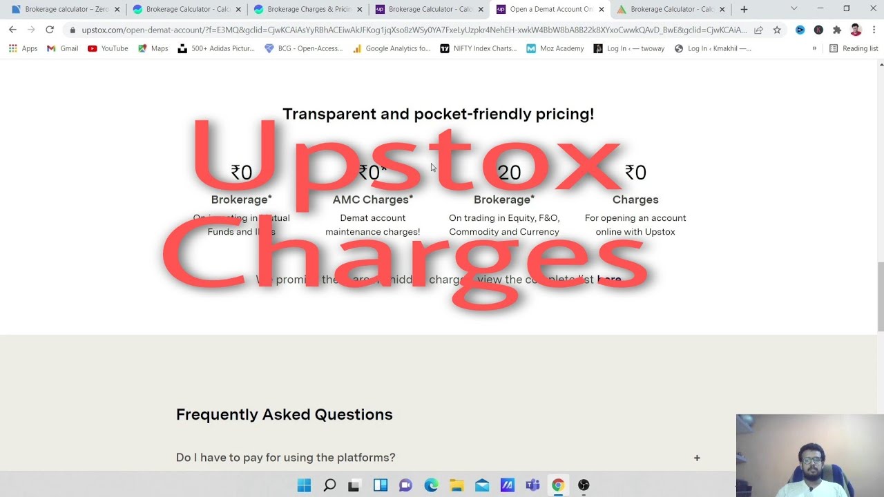 Upstox brokerage and account opening charges