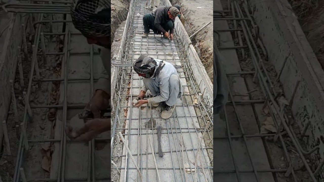 RCC drain slab poring vlog | Reinforcement binding formwork installing 