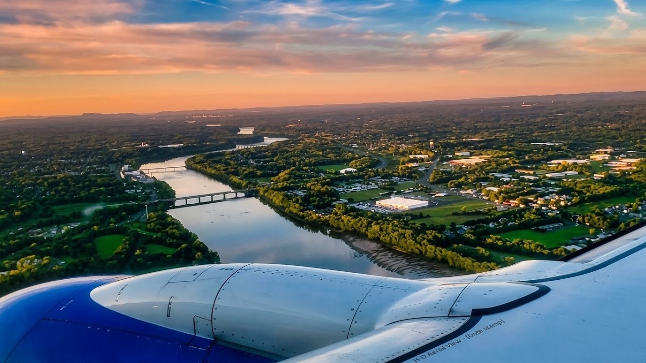 RARE United 737-700 Sunset Landing at Hartford Bradley (BDL) | Golden Hour HD