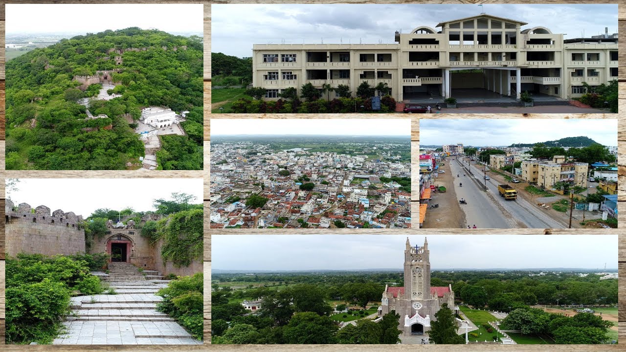 Medak Church, Fort and Town Drone View Visuals | Medak Church drone video | Medak killa drone video
