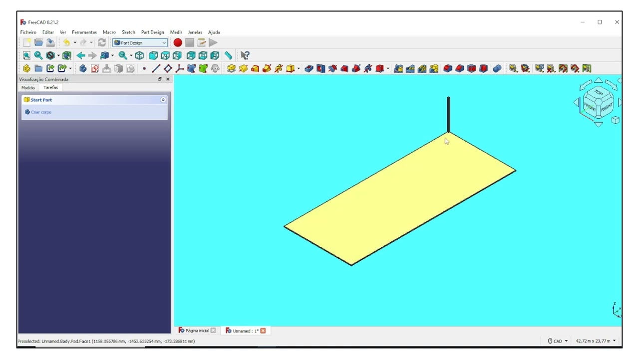 DESENHO DO PISO E PILARES DIREITOS PARA UM GALPÃO AGROPECUÁRIO NO “FreeCAD”
