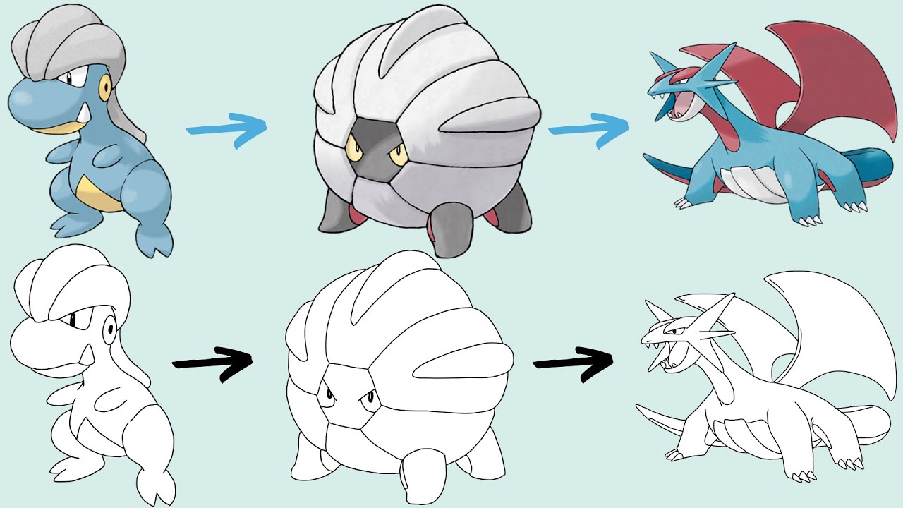 Como Desenhar o POKÉMON BAGON SHELGON e SALAMENCE | Pokemon Evolution