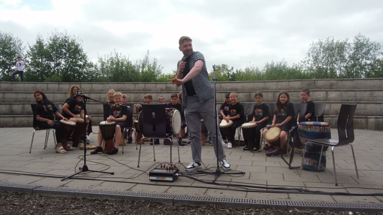Wistaston Academy Djembefola at Crewe Out Loud 2025