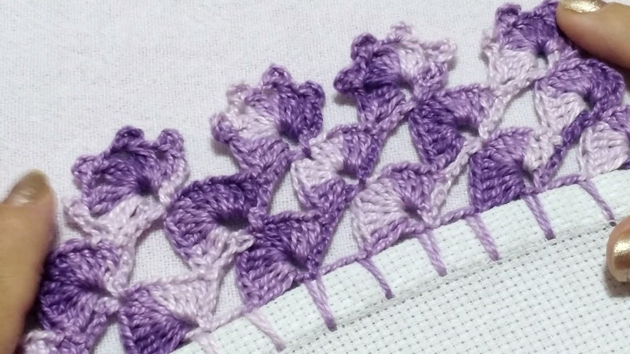 bico/barrado de crochê fácil carreira única/barrado  para pano de prato #crochê #crochet #277