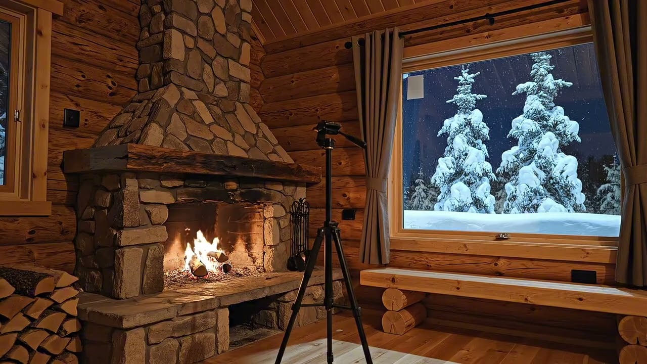 Deep Sleep Fireplace 🔥 Quiet Cozy Cabin at Night (1 Hour)