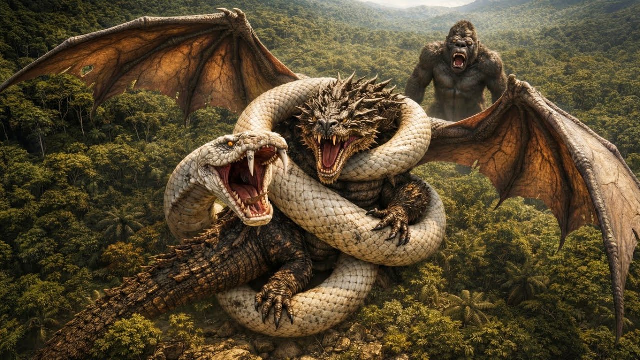 Titanoboa vs. Prehistoric Dragon & Kong | ULTIMATE MONSTER BATTLE