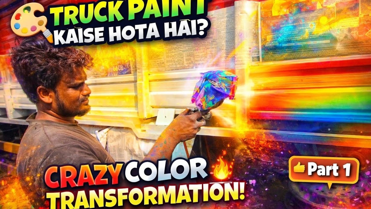 🎨Truck Paint Kaise Hota Hai ?🔥Crazy Color Spray process  |Part 1 🚛✨ #truckrepair #painting #colors 