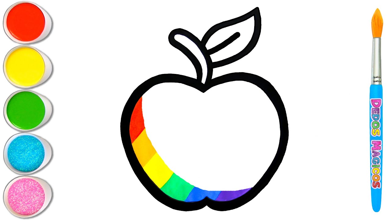 Dibuja y Colorea una Manzana Colorida con Dedos Mágicos 🍎🍊🥝 Dibujos Fáciles Para Niños #46
