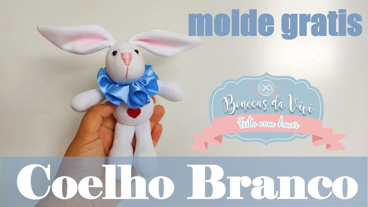 Lembrancinha/Mascote Coelho Branco da Alice PAP - MOLDE GRATIS - Bonecas da Vivi
