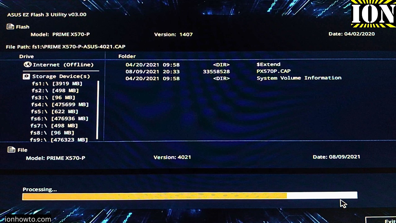 Обновление BIOS для Asus Prime X570-P