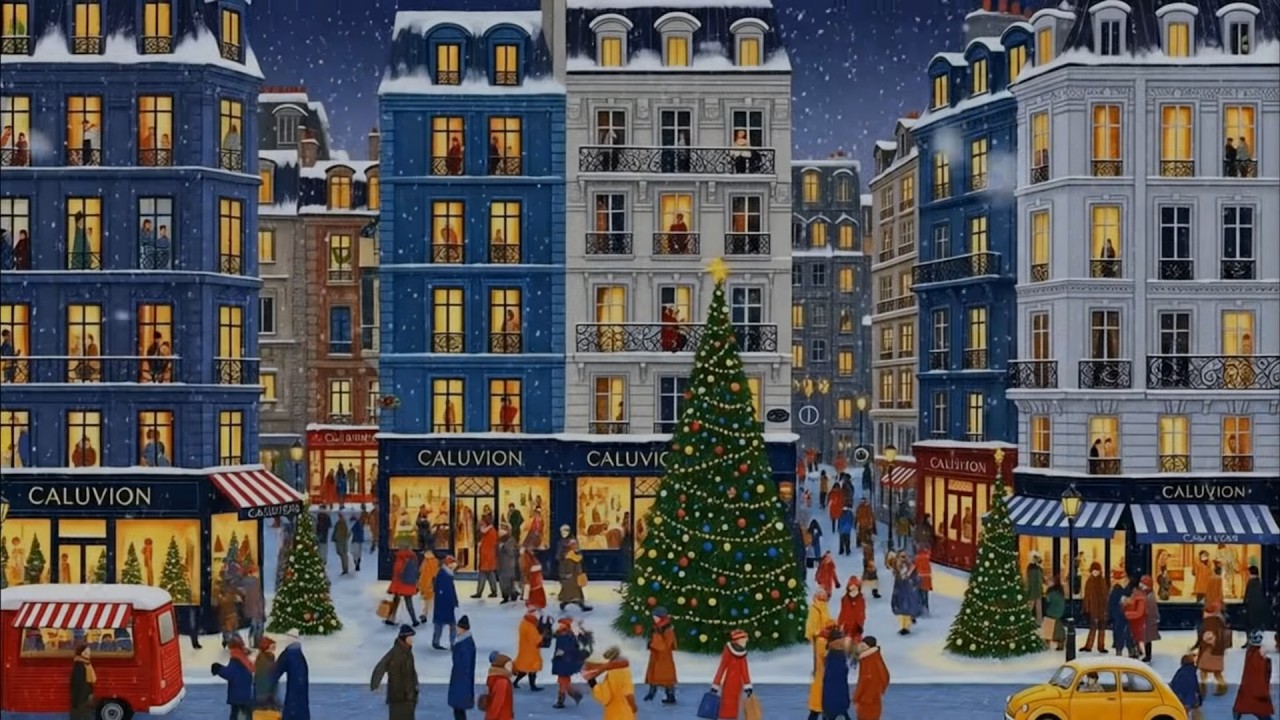 Art for Screen with Music | Cozy Winter Jazz City Art Ambience 4K