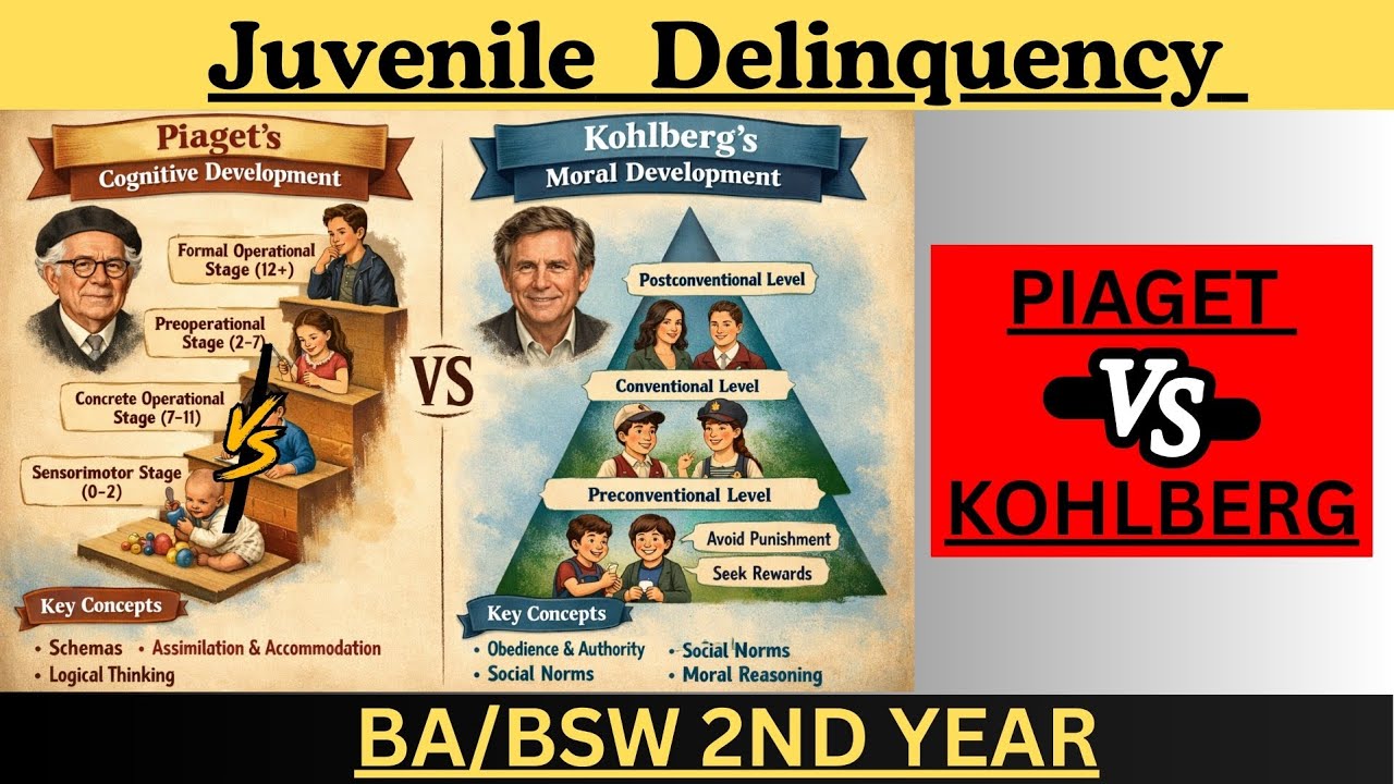 Adolescent & Juvenile Delinquency 423 | Part 5 | Piaget vs Kohlberg | BA/BSW 2nd Year