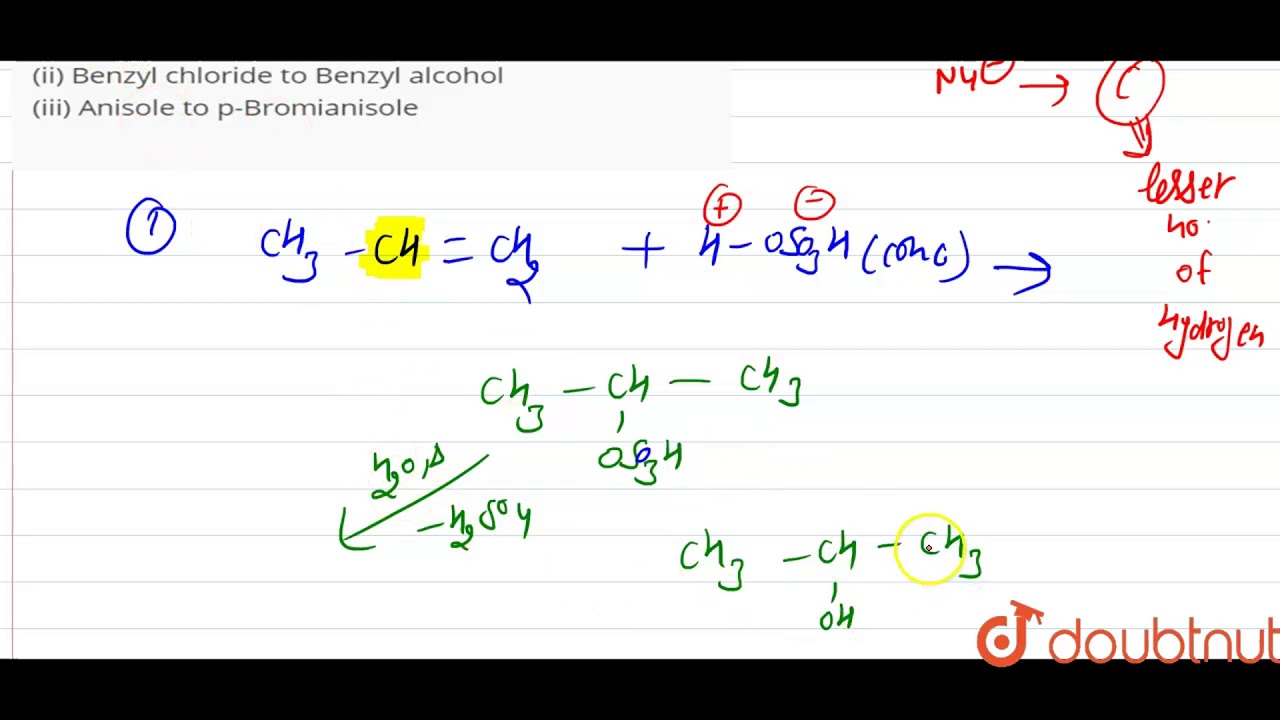 Jak przeprowadzane są następujące konwersje? (i) Propan do propano-2-olu (ii) Benzyl