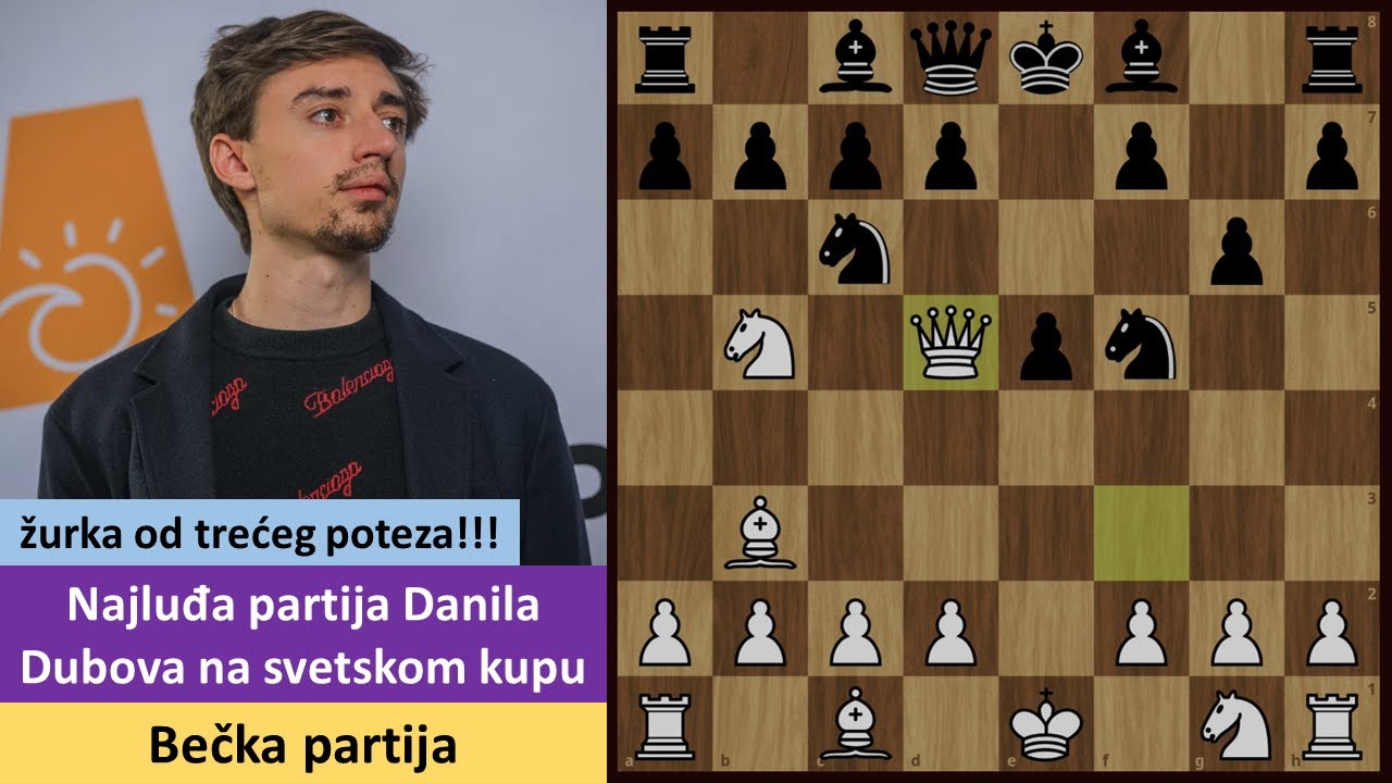 Najluđa partija Danila Dubova na svetskom kupu, žurka od trećeg poteza - bečka partija