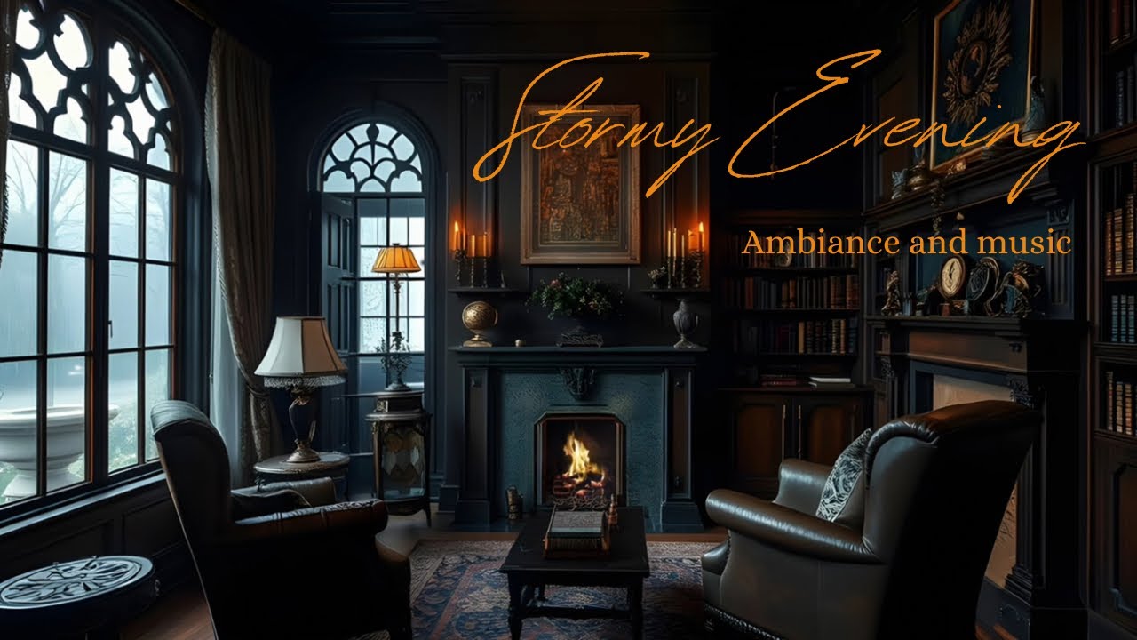 Victorian Study Ambiance | Rain Storm Sounds & Moody Music for Relaxation, Focus, and Sleep