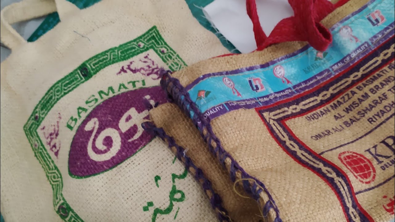 إعادة تدوير أكياس الأرز بدون خيط ولا ماكينة♻️بفكرتين 💡💡 للمطبخ😎#decoration #handmade #recycling