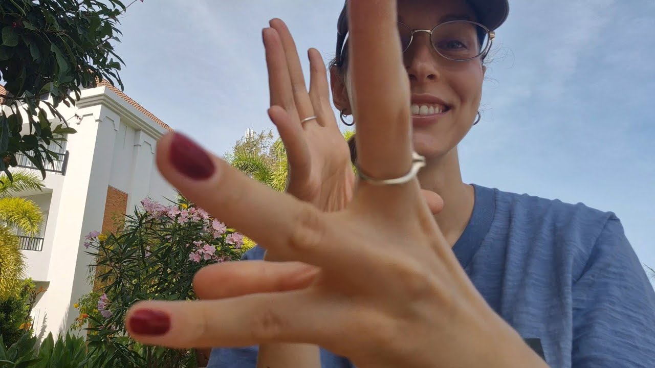 Fast Chatty ASMR Outside 🥰 Hand sounds and movements, mouth sounds 