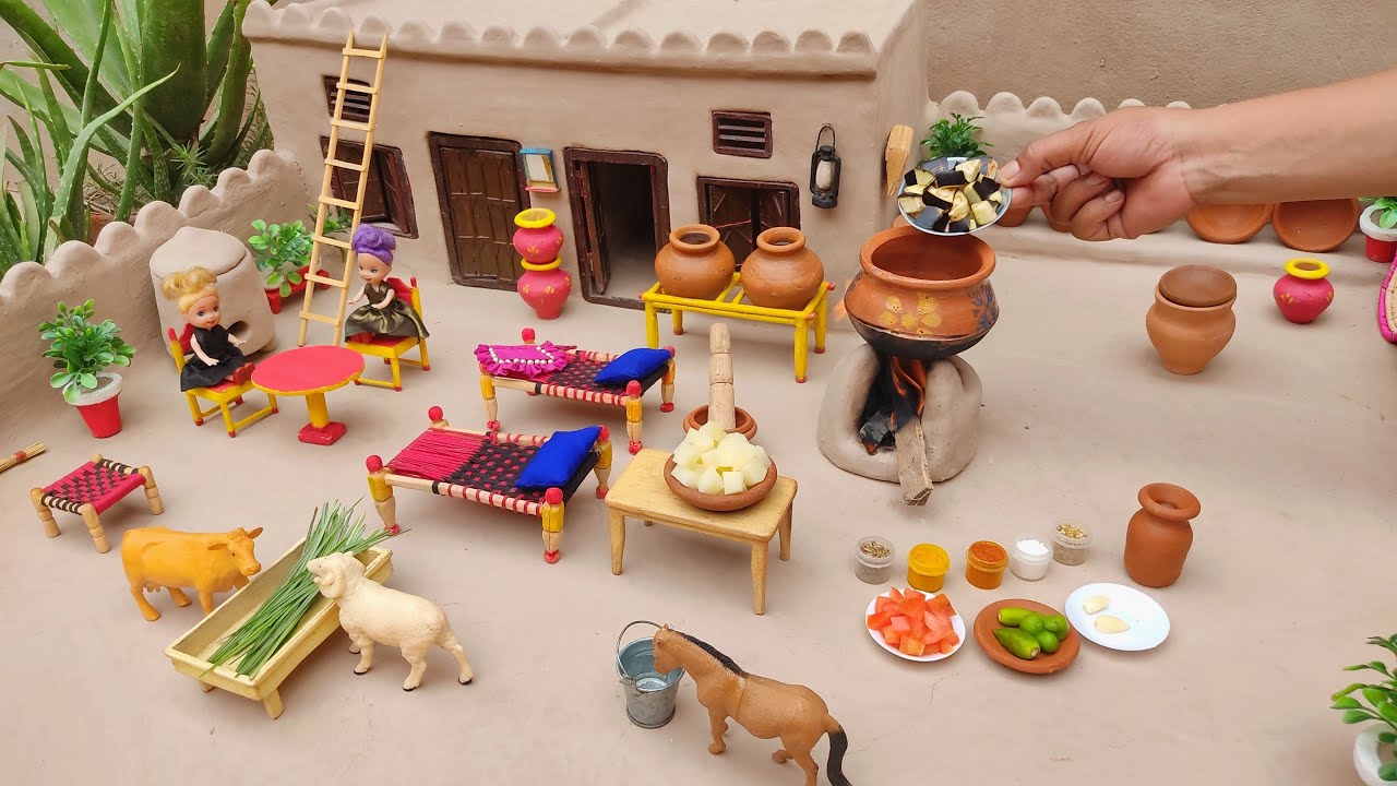 Aloo Baingan Recipe With Paratha | Aloo Baingan Ki Sabzi | Miniature Cooking | pak Miniature Village