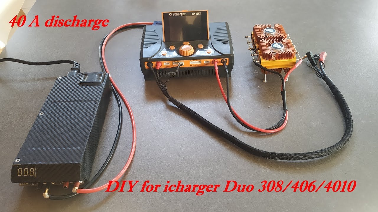 Setup iCharger duo 406/308/4010 pour décharger à 40A avec banc de résistances ( resistor bank ).