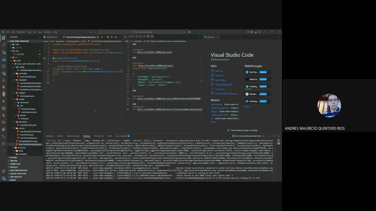 aplicacion user demo mongodb