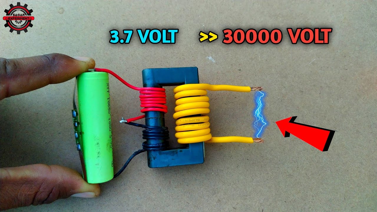 3.7 वोल्ट को बनाओ 30000 वोल्ट। how to make very high voltage transformer at home