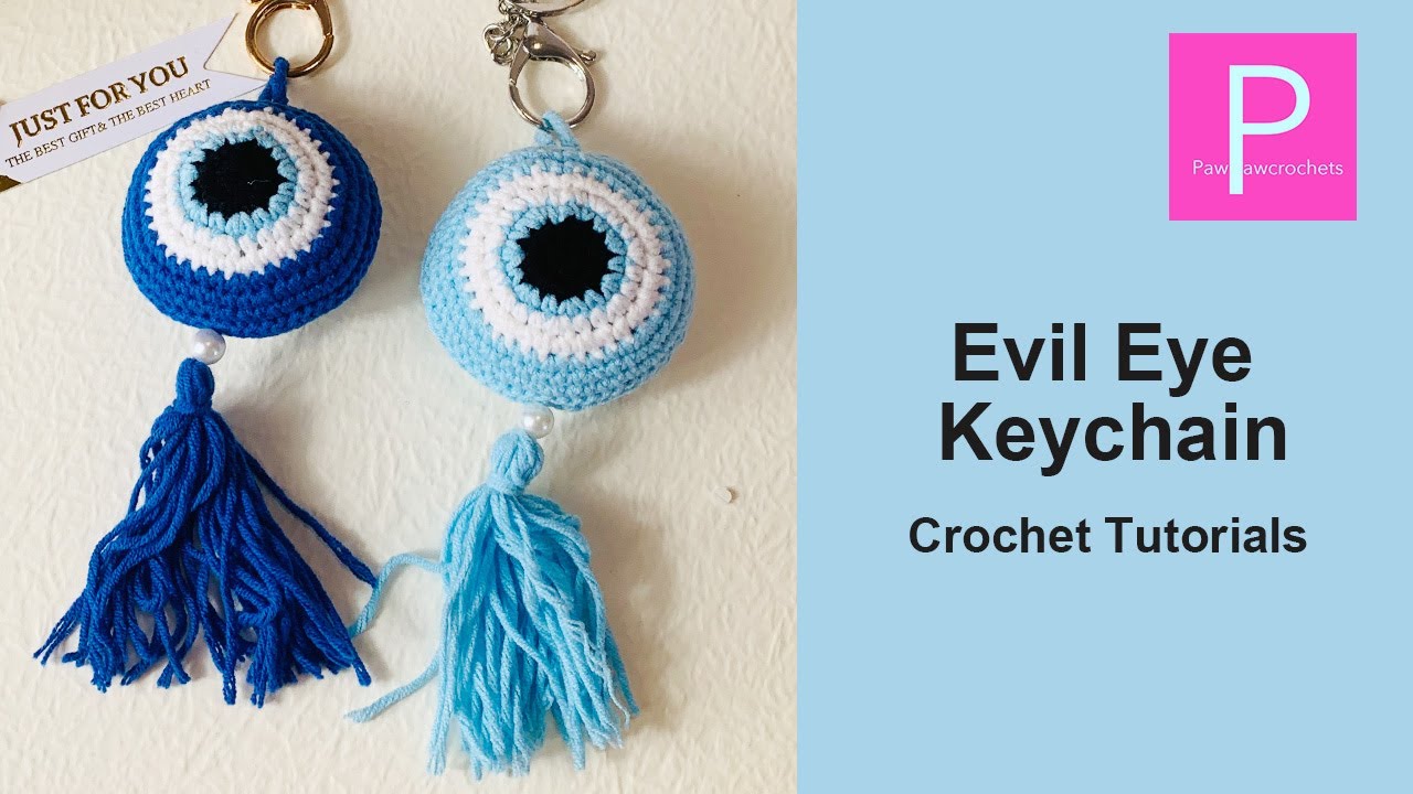 Easy Crochet Tutorial For Beginners-Evil Eye Keychain