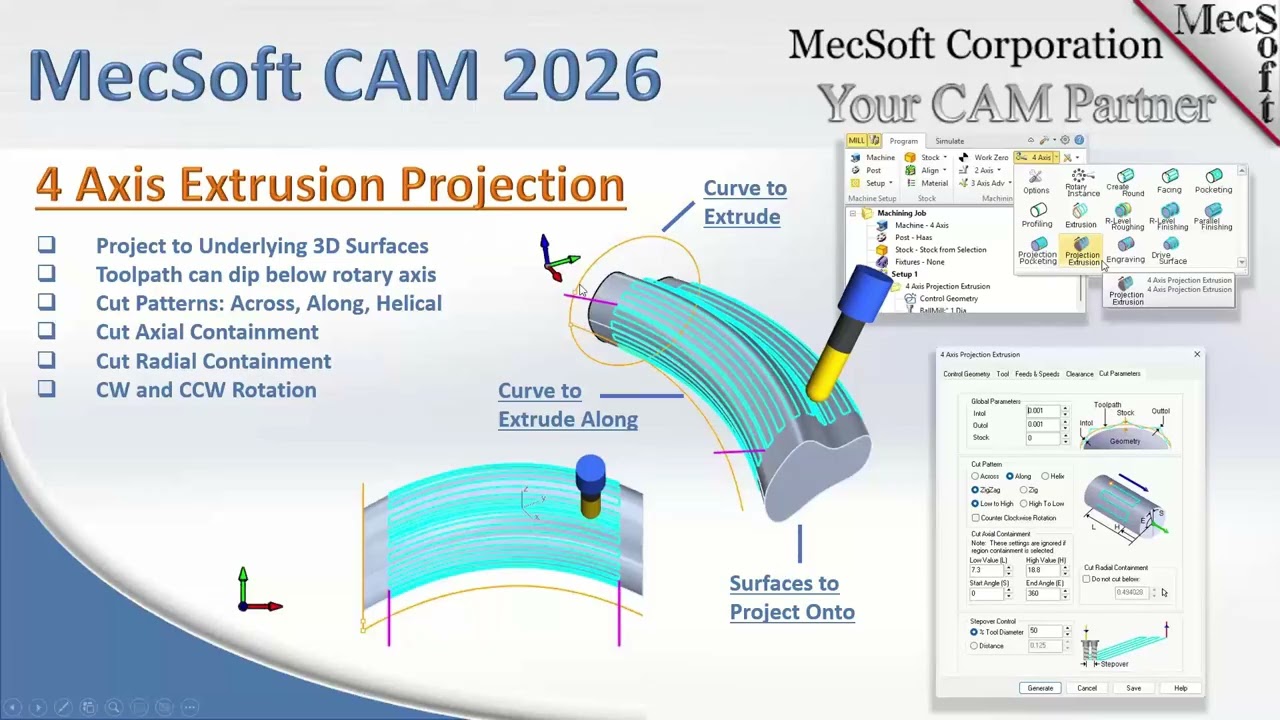 4-осевая экструзионная обработка в RhinoCAM и VisualCAD/CAM