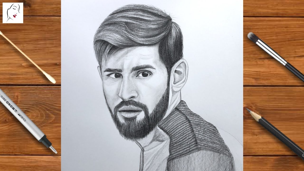 How to draw Messi Footballer / Lionel Messi Drawing | Pencil Sketch Drawing | The Crazy Sketcher
