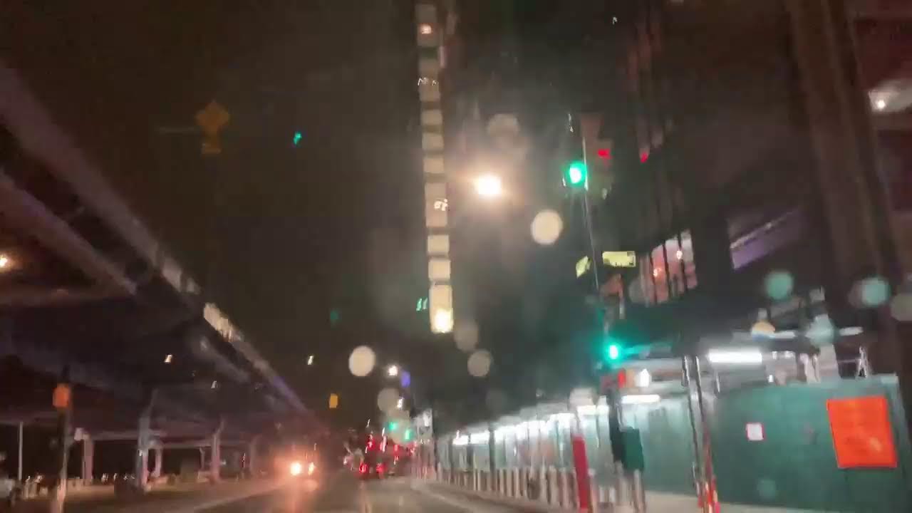 Night rain driving commute: from Queens to Financial District Manhattan April 19 2022