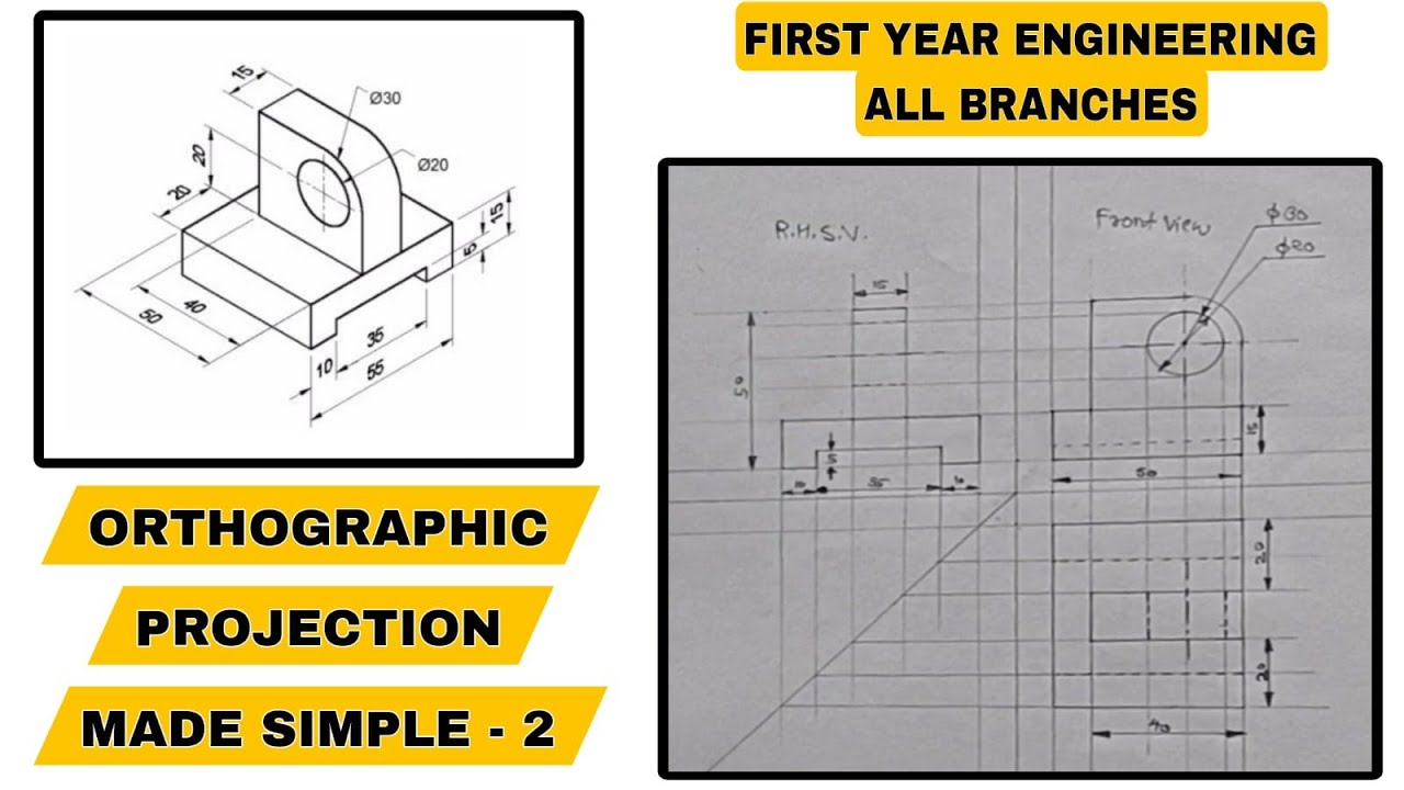 Orthographic Projection - 2 | Step-by-Step Solution with Explanation | Engineering Drawing Tutorial