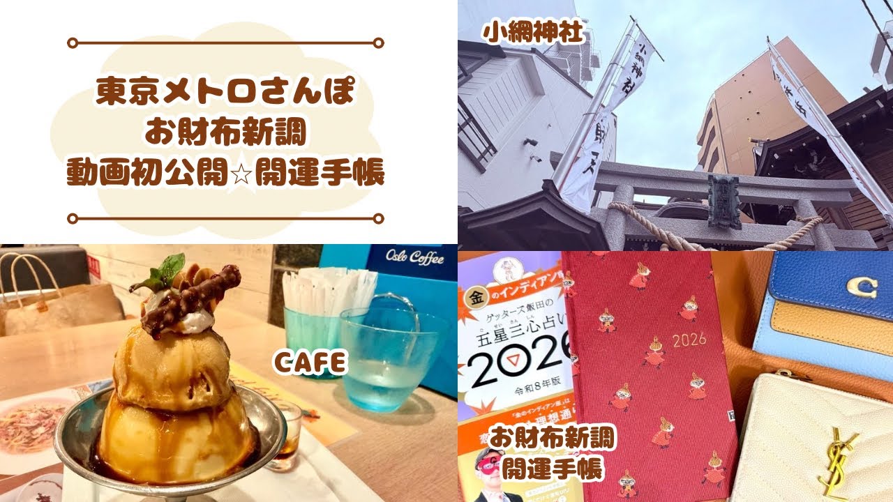 【VLOG/手帳】東京メトロ24時間乗車券で東京さんぽ🐾｜カフェ巡り｜お買い物｜小網神社で銭洗｜お財布新調｜開運手帳🐯⛩️👛