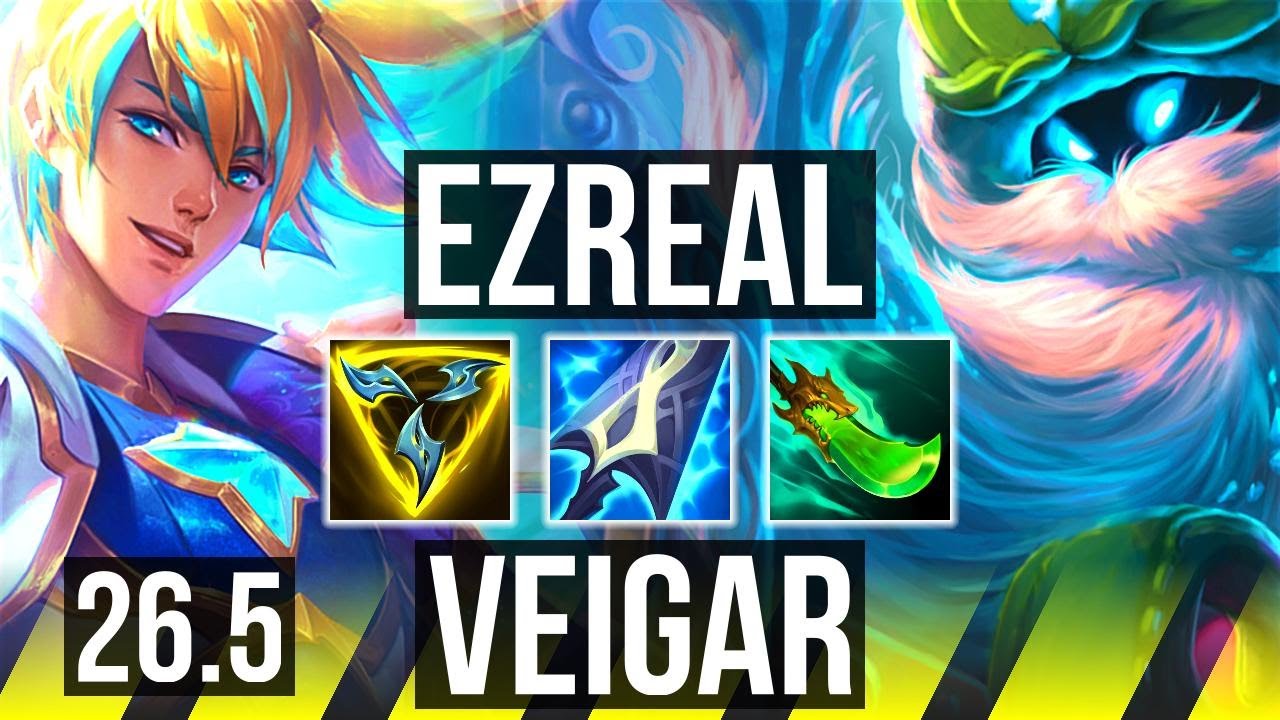 EZREAL & Rakan vs VEIGAR & Alistar (ADC) | Good KDA: 19/1/6, 67K damage | EUW Master | 26.5