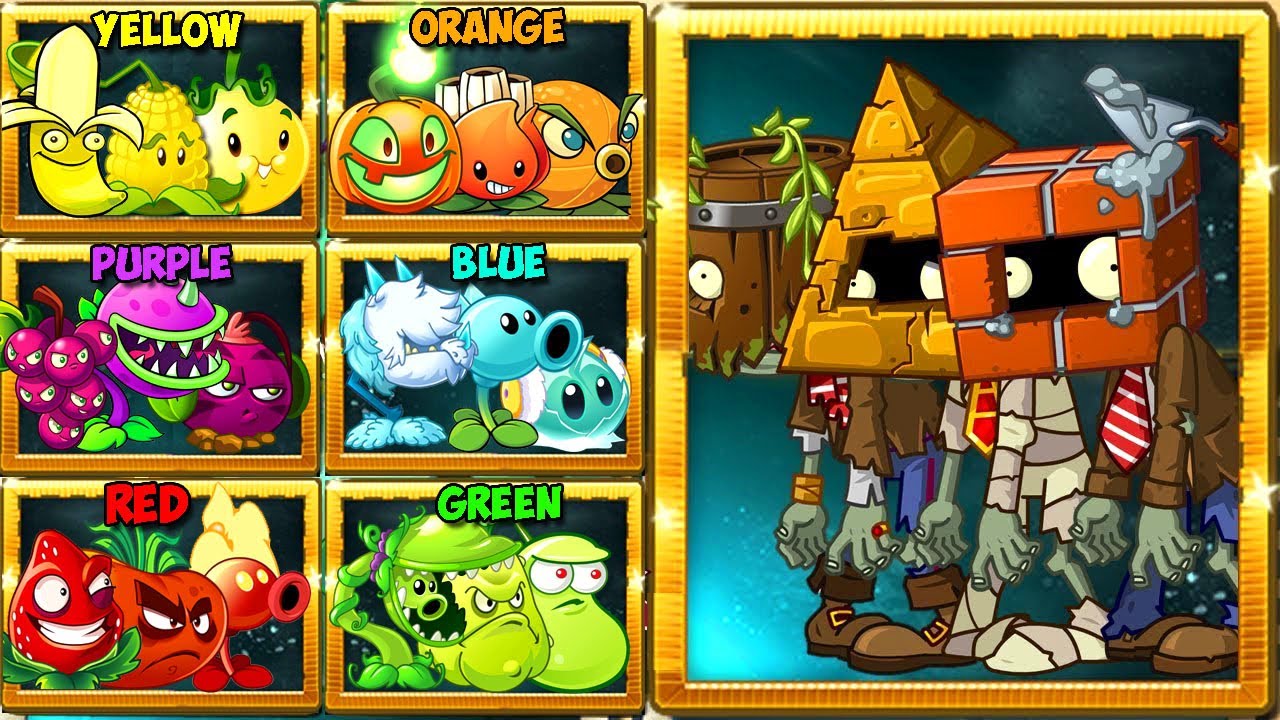 PvZ 2 Random Colorful Plant Team Vs Brickhead Zombie LEVEL 10 - Which Plant Team's Best?
