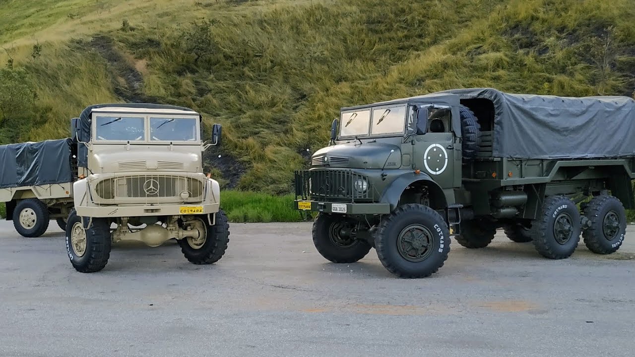 2 Mamutes juntos, em testes no barranco de 3 metros, com reboque.