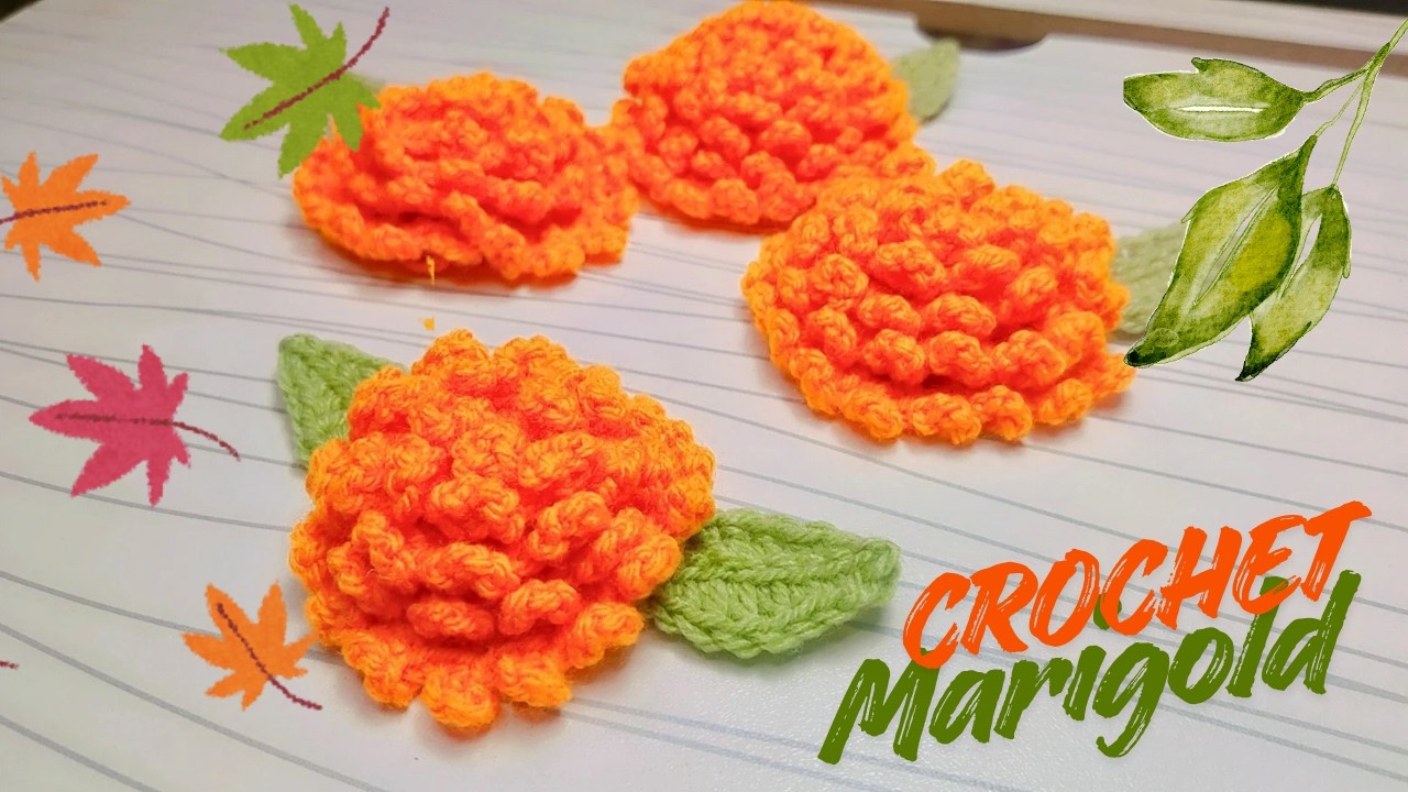 Вязание крючком цветка бархатца (для начинающих) #crochetflower #crochetforbeginners