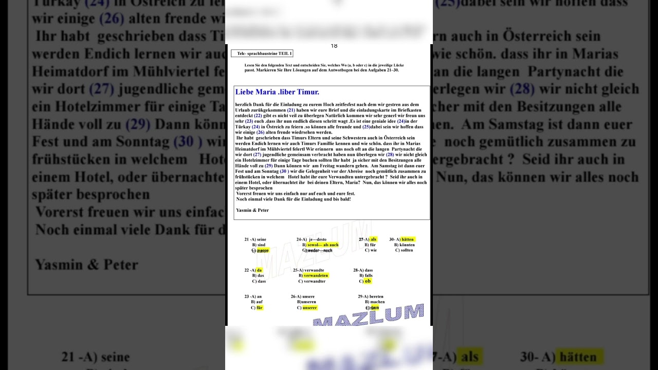 TELC B2 Sprachbausteine Teil 1 🇩🇪 | Deutsch Prüfung Übung | Lückentext 