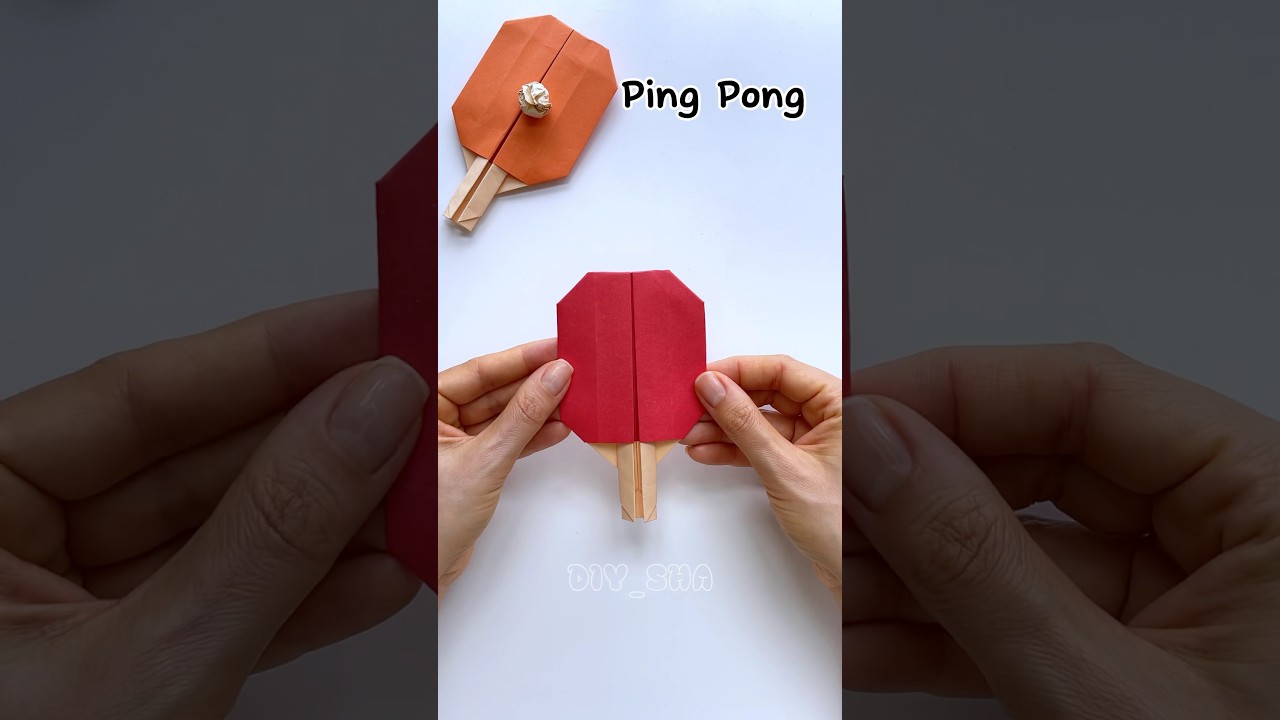 Origami Ping Pong Racket #diy #origami #pingpong #racket #game #papercraft #easy #tutorial #shorts