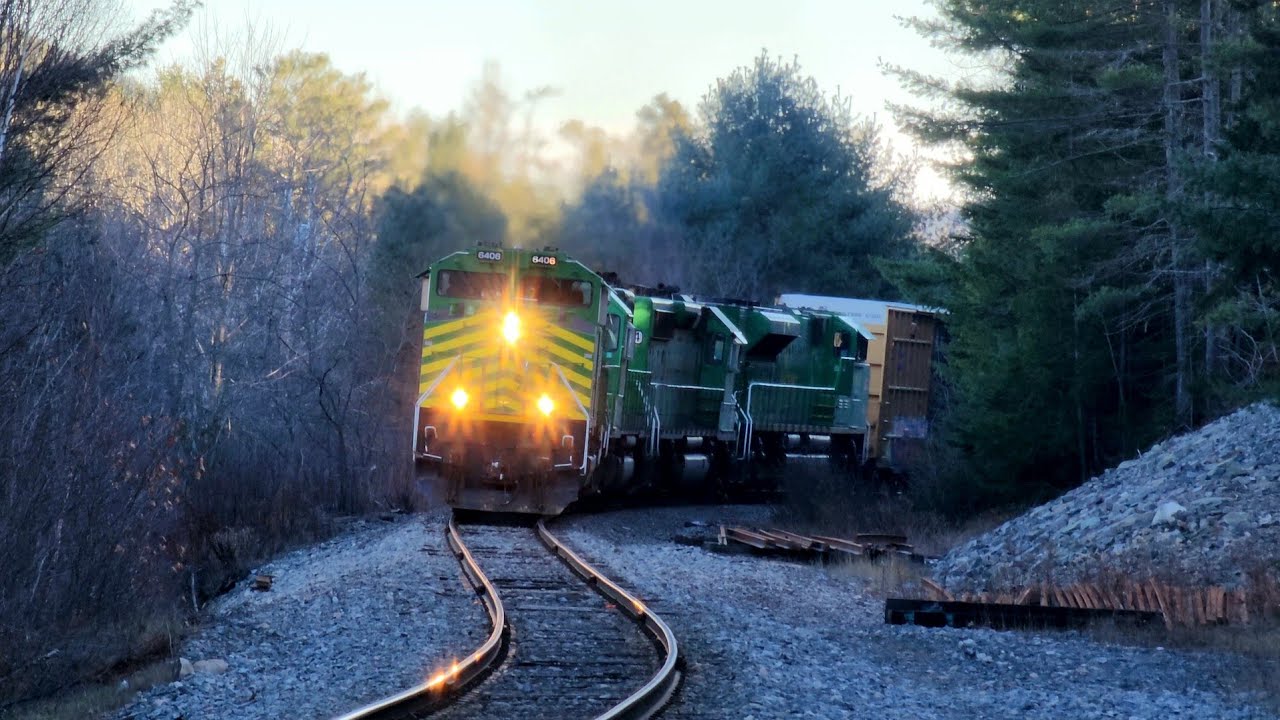 Chasing a Freight Train Along the NBSR McAdam Subdivision.