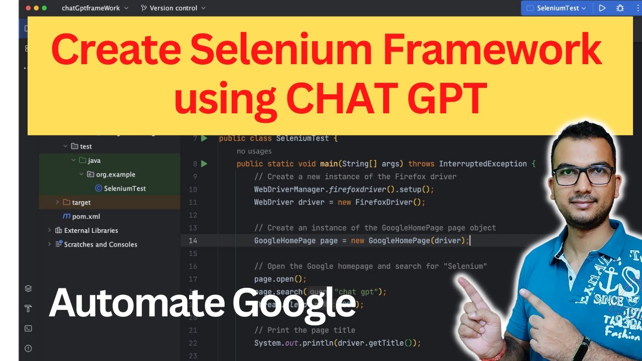 Используйте ChatGPT AI для создания Selenium Framework с нуля на Java, Maven, IntelliJ IDE и TestNG.