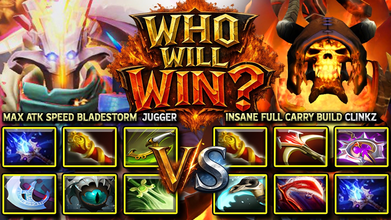 WHO IS STRONGER? | MAX ATTACK SPEED BLADESTORM JUGGERNAUT VS. INSANE FULL CARRY BUILD CLINKZ DOTA 2