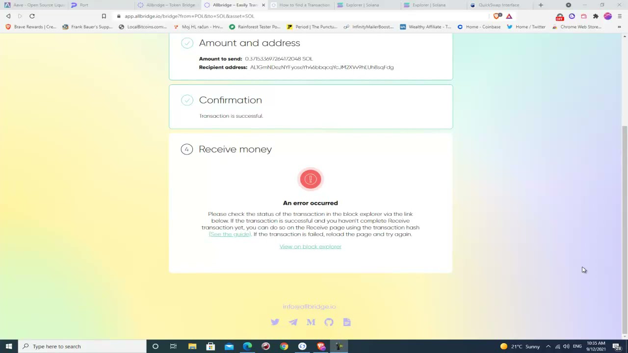 How to fix Allbridge transaction error?