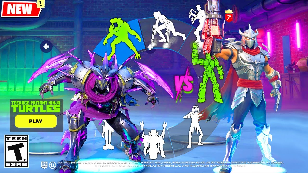 Super Shredder VS Shredder Fortnite doing all Built-In Emotes and Funny Dances シ
